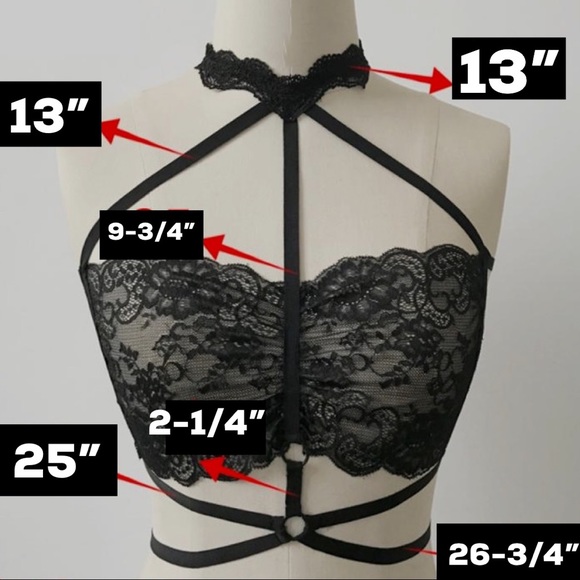 Black Strappy Lace Bra w/ Lace Choker NWT - Picture 2 of 8